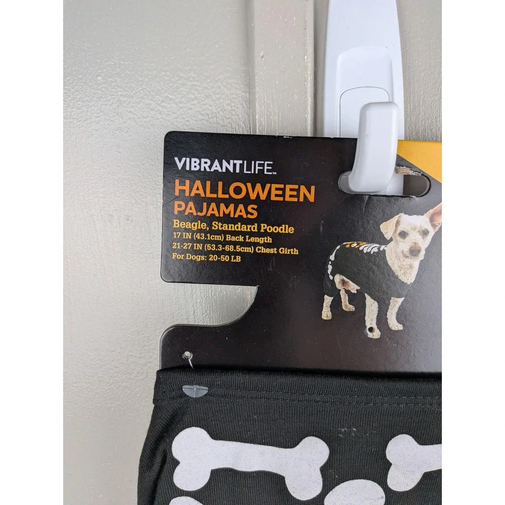Vibrant Life Halloween Skeleton Dog Pajamas Black Medium Beagle Standard Poodle